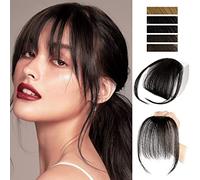 D-DIVINE Clip in Bangs for Women 100% Synthetic Hair Extensions Wispy Bangs Fringe with Temples Hairpieces Air Bangs Flat Bangs Clip Curved Bangs (Dark Brown)