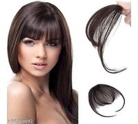 D-DIVINE Clip in Bangs Front Neat Air Fringe One Piece Clip in Fringe Hair Extensions with Temples for Women (Brown Color)