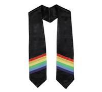D DODOU Graduation Twill Rainbow Stole LGBTQ+ Gay Pride Sash for Unisex Adults Ceremony 60’’ Long, Black/White