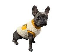 D DOGGY STAR French Bulldog Clothes for Dogs Cozy Warm Fleece Pocket Sweater Fall and Winter (4XL,B Mustard Pkt)