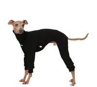 D Doggy Star Italian Greyhound Clothes, Brushed Fleece Turtleneck All in One, Stretchy and Cozy (M,Brshd FLC Black)