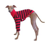 D Doggy Star Italian Greyhound Clothes Flexible T Shirts Whippet for Dogs (L,Stripe Red/Black)