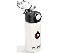 D.Drinkel 450ml /15ooz Kids Stainless Steel Insulated Water Bottle with Straw Double Wall vacuum insulated Metal Flask Leek Proof BPA Free For Boys,Girls and Toddlers,One click open (White and Black)