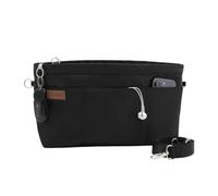 D.DUO Bag Organizer Insert, Crossbody Bag, Tote Organizer Insert with Adjustable Bag Strap, Waterproof Nylon Purse Inserts (Black, S)