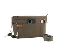 D.DUO Bag Organizer Insert, Crossbody Bag, Tote Organizer Insert with Adjustable Bag Strap, Waterproof Nylon Purse Inserts (Brown, XL)