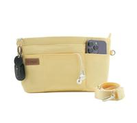 D.DUO Bag Organizer Insert, Crossbody Bag, Tote Organizer Insert with Adjustable Bag Strap, Waterproof Nylon Purse Inserts (Yellow, L)