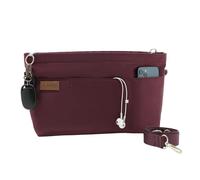 D.DUO Bag Organizer Insert, Crossbody Bag, Tote Organizer Insert with Adjustable Bag Strap, Waterproof Nylon Purse Inserts (Wine Red, M)