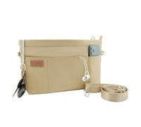 D.DUO Bag Organizer Insert, Crossbody Bag, Tote Organizer Insert with Adjustable Bag Strap, Waterproof Nylon Purse Inserts (Beige, S)