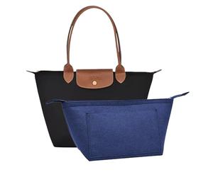 D.DUO Bag Organizer,Purse Insert Organizer With Zipper,Suitable Longchamp Long and Short Handles Tote Bag Organizer Insert (Dark Blue, Large)