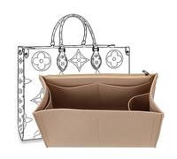 D.DUO Bag Purse Organizer With Zipper, Tote Organizer Insert For LV ONTHEGO (Beige, L)