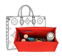 D.DUO Bag Purse Organizer With Zipper, Tote Organizer Insert For LV ONTHEGO (Red, L)