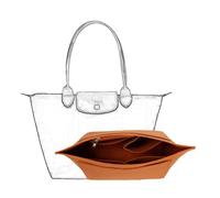 D.DUO Felt Handbag Organizer - Multi-Pocket Folding Tote Bag Insert for Longchamp (Brown, Large)