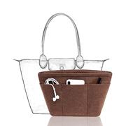 D.DUO Purse Organizer Insert - Felt Bag Organizer With 12 Pockets, Compatible With Tote,Handbags (Brown, Small)