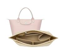 D.DUO Purse Organizer, Multi-Pocket Felt Handbag Organizer, Folding Tote Bag organizer insert for Insert Wallet Organizer for Longchamp (Beige, Large)…