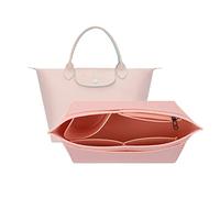 D.DUO Purse Organizer, Multi-Pocket Felt Handbag Organizer, Folding Tote Bag organizer insert for Insert Wallet Organizer for Longchamp (Pink, Large)…