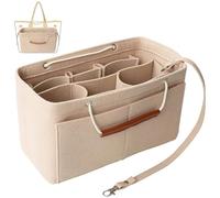 D.DUO Tote Organizer Insert, Purse Insert for Handbags, Tote Bag Organizer with 11 Pockets, Suitable for Neverful for Speedy for Carryall for Birkin and More (Beige, L)