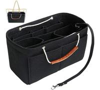 D.DUO Tote Organizer Insert, Purse Insert for Handbags, Tote Bag Organizer with 11 Pockets, Suitable for Neverful for Speedy for Carryall for Birkin and More (Black, L)