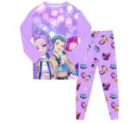 D-emons H-unters Girls Shirts and Pants Sets Long Sleeve 2 Pieces Anime Graphic TShirt and Bottoms K Pop Vintage Y2K Clothes Outfits Streetwear (01-1-Hot Pink, 6-7 Years)