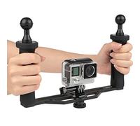 D&F Aluminium Alloy Dual Handheld Hand Grip Video Stabilizer for GoPro 5/4/3+/3 SJCAM SJ4000/5000/6000 Xioao Yi 24K & Camera Camcorder LED Light & Underwater Dome