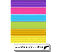 D-FantiX 12 Pack Magnetic Sentence Strips for Teachers, 12 x 3 Inch Magnetic Dry Erase Sentence Strips for Whiteboard, Reusable Teacher Supplies Learning Tool for Classroom Office(6 Coloured, 6 White)
