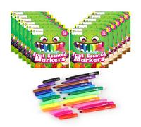 D-FantiX 12 Packs Fruit Scented Washable Markers for Kids Toddlers, 144 Count Felt Tip Colouring Pens Set, Coloured Pens Bulk Art Supplies, Back to School Supplies, Gifts for Party Favors