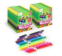 D-FantiX 24 Packs Fruit Scented Washable Markers Bulk, 288 Count Felt Tip Colouring Pens for Kids Party Favors, Preschool Classroom Must Haves and Rewards, Back to School Supplies