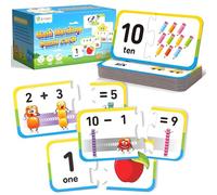 D-FantiX 30 Self-Correcting Number Puzzles, Double-Sided Addition and Subtraction Games, Kindergarten Math Games for Kids, Montessori Math Puzzles Educational Toys Preschool Learning Activities