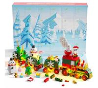 D-FantiX Advent Calendar 2024 Christmas Train Building Blocks with LED Light, Adult Kids 24 Day Christmas Countdown Gift, Holiday Advent Calendar Toy for Boys Girls Teens Age 6-12