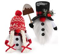 D-FantiX Christmas Snowman Gonk Plush, 2 Pack Handmade Swedish Tomte Gnomes Scandinavian Figurine Nordic Gnome Plush Christmas Elf Doll Ornaments Christmas Gnomes Decorations Home Decor
