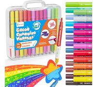 D-FantiX Colour Reveal Felt Tip Pens for Kids, 24 Pcs Dual Tip Magic Drawing Pens, Colour Changing Markers Art Supplies, Fun Arts and Crafts Colouring Set, Birthday Gift for Boys Girls Teens