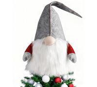 D-FantiX Gonk Christmas Tree Topper, 25 Inch Large Swedish Tomte Gnome Christmas Ornaments Santa Gnomes Plush Scandinavian Christmas Decorations Holiday Home Décor Grey