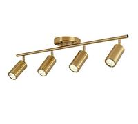 d Fixed Track Light, 4-Way Ceiling Spotlight, Long Metal Spot Lights with Brushed Brass Finish, Surface Mounted Lamps for Hallway, Gallery, Kitchen Island