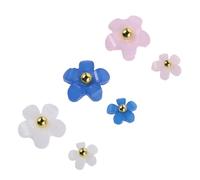 D Flower Nail Charms Mini Resin Five Petal Beads for Manicure | Gold and Silver Bead Accents, Salon or Home Use, Easy Application, Stable Wear, for DIY Beginners and Artists