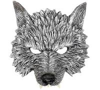 D-Fokes 4PCS Werewolf Costume Set, Realistic Wolf Mask, Gloves and Tail, Big Bad Wolf Costume for Adults, 03-1pcs Wolf Mask, One Size Fits All
