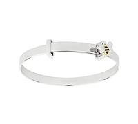 D for Diamond Children's Platinum Plated Recycled 925 Sterling Silver Diamond Enamel Bumble Bee Bangle Bracelet