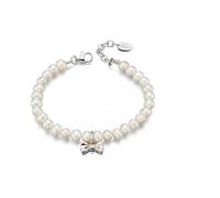 D for Diamond Freshwater Pearl Diamond Bow Charm Bracelet 14.5+3.5cm