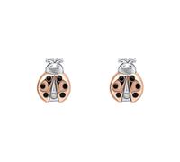 D for Diamond Ladybird with Diamond Two Tone Stud Earrings 0.4 x 0.6cm