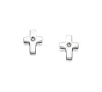 D For Diamond Silver Diamond Cross Children's Stud Earrings - D8506