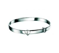 D for Diamond Sterling Silver Heart Baby Bangle B773 - Premium Finish | Acotis - Sterling Silver / Diamond