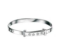 D for Diamond Sterling Silver Twinkle Twinkle Little Star Bangle B4322 - - Sterling Silver / Diamond