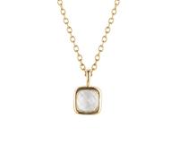 D for Diamond Sterling Silver Yellow Gold Tone Semi-Precious April Birthstone Necklace 35+5cm