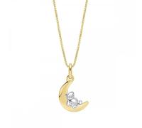 D for Diamond Ted on the Moon with Diamond Two Tone Necklace 1.2 x 1.3cm, 36-41cm
