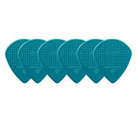 D-Grip Plectrum - Janicek Nylon Picks - Jazz A-small shape - 0.88 mm Turquoise - Pack of 6 - with non-slip textured surface - made in the Czech Republic