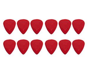D-Grip Plectrum - Janicek Nylon Picks - Standard 351 Shape - 0.73 mm Red - Pack of 12 - with non-slip textured surface - made in Czech Republic