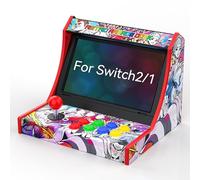 D.Gruoiza Arcade Fighting Stick Dock for Switch 2/Switch OLED/Switch- 12 Game Card Slots & SD Card,Support Turbo, Play While Charging, Portable Arcade Machine Alternative (Black)