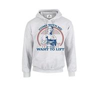 D&H CLOTHING UK Come With Me If You Want To Lift Terminator Arnold Schwarzenegger Gym Workout Top Pullover Hoodie Unisex Grey