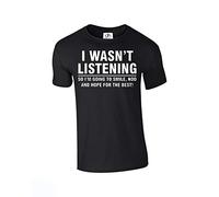 D&H CLOTHING UK I WASN’t Wasnt Listening So Im Going to Smile Nod and Hope for The Best Tshirt Xmas Unisex Black