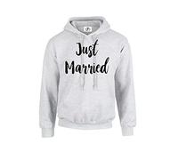 D&H CLOTHING UK Just Married Husband Wife Wifey Hubby Mr Mrs King Queen Couple Matching Pullover Hoodie Unisex Grey