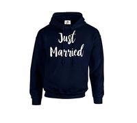 D&H CLOTHING UK Just Married Husband Wife Wifey Hubby Mr Mrs King Queen Couple Matching Pullover Hoodie Unisex Navy