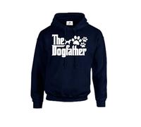 D&H CLOTHING UK The Dog Father Dad Fathers Day Hooded Sweatshirt Gift Pet Lover Funny Hound Cartoon Meme Hoodie Navy